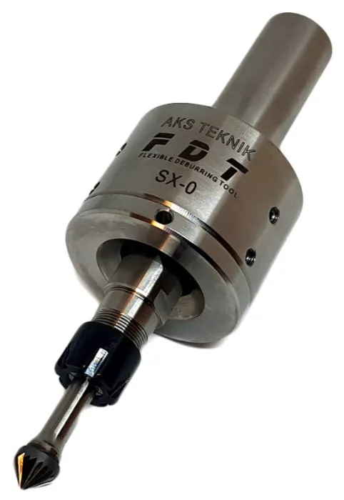 FDT SX0 flexible deburring tool — front diagonal view