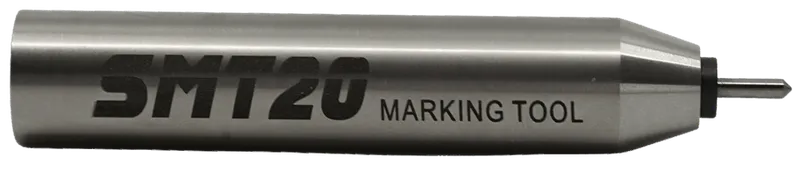 SMT20 scratch marking tool — side view showing Ø20 cylindrical shank and full tool assembly